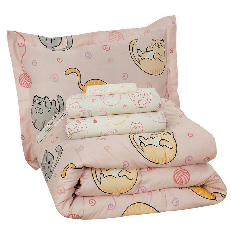 5pc Twin Sleepy Cats Kids&#39; Bed in a Bag Charcoal Gray - Kidz Mix, 5 of 7