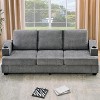 89" Comfy Couches with Deep Seat, Modern 3-Seater Sofa with Cup Holders, Side Storage Pockets, Chenille Fabric, for Living Room - 4 of 4