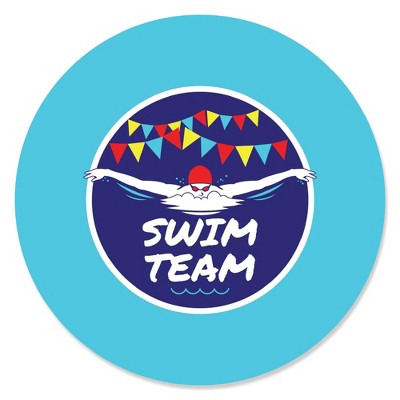 Big Dot of Happiness Making Waves - Swim Team - Swimming Party or Birthday Party Circle Sticker Labels - 24 Count