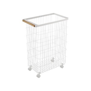 Yamazaki Home - Rolling Wire Basket (24" H) - Steel + Wood - 1 of 4