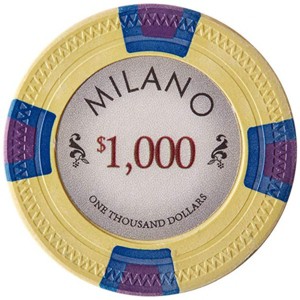 Slickblue 25-Count Milano 10g Clay Poker Chips, Real Casino Look, Compression Molded, Stylish Inlay Design, $10-$10,000 - 1 of 3