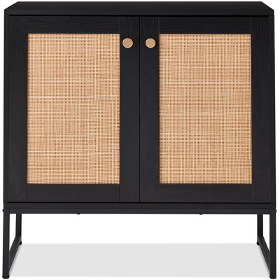 Best Choice Products 2-Door Rattan Storage Cabinet, Accent Furniture, Cupboard w/ Non-Scratch Foot Pads