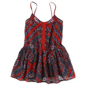 Aeropostale Womens Floral Lace Tunic Blouse, Red, X-Small - 1 of 1