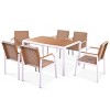 7 Pieces Patio Dining Set,Acacia Wood Table And 6 Wicker Chairs,Outdoor Furniture Set,Outdoor Dining Set For Backyard And Garden-Cuddlewood - 3 of 4