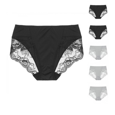 INSPIRE CHIC Women's Mid-Rise Solid Lace Trim Invisible Briefs 6 Packs