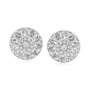 Ross-Simons 0.50 ct. t.w. Diamond Stud Earrings in Sterling Silver - 1 of 4