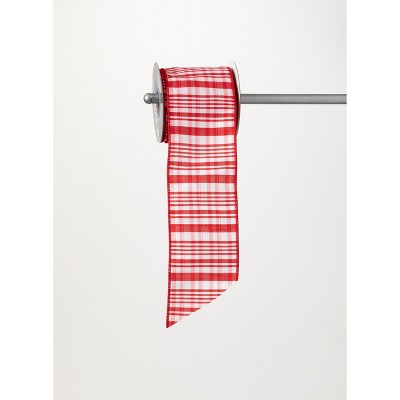 Sullivans 30'L Plaid Ribbon 360"L Red