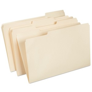 Staples Manila 3-Tab File Folders Legal Assorted Position 100/Box TR56680 - 1 of 4
