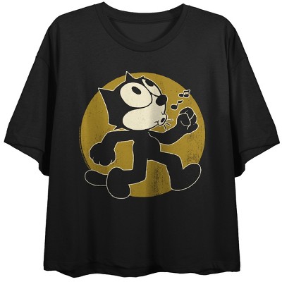 Felix the Cat Whistle While You Work Women's Black Crop Tee