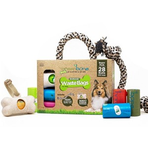 Greenbone Dog Poop Waste Bag Refills with Dispenser and Bonus Rope Toy -  Multicolor - 1 of 4