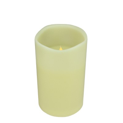 Northlight 10" Prelit LED Battery Operated Flameless 3-Wick Flickering Pillar Candle - Ivory