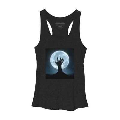 Women's Design By Humans Halloween! Zombie Hand Reaching from Grave T-Shirt By EBCD Racerback Tank Top