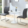 3/5 PCS Round Dining Table Set Modern Dining Set Kitchen Table Set with Upholstered Chairs, White/Black/Gray-Modernluxe - 3 of 4