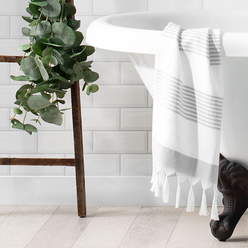 Boho Harper Stripe Knotted Tassel Hand Towels Set of 2 - 16" x 30" - Elrene Home Fashions, 2 of 5