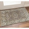 Ivory Gray And Brown Wool Geometric Hand Knotted Area Rug With Fringe - 2 of 4