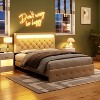 Queen / Full Size Upholstered Bed Frame with Adjustable Headboard Charging Station and LED Lights - 3 of 4