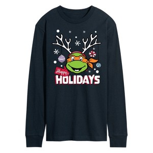 Men's - Teenage Mutant Ninja Turtles - Happy Holidays Long Sleeve Graphic T-Shirt - 1 of 4