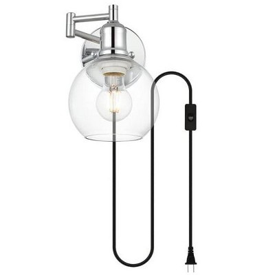 Elegant Lighting Caspian 1 light Chrome and Clear swing arm plug in wall sconce