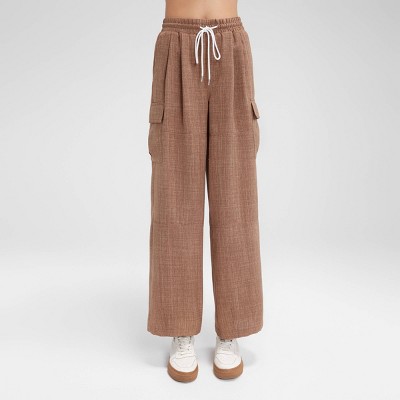 Women's Cargo Drawstring Straight Leg Pants - Wild Fable™ Brown XS