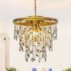 ALOADECOR 5-Light 20" Contemporary and Glam Antique Gold Rain Drop Crystal Chandelier - 3 of 4