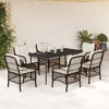 vidaXL 7-Piece Patio Dining Set - Brown Poly Rattan Chairs/Glass Table: Outdoor Garden/Deck Furniture - 2 of 4