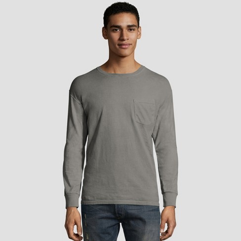 Hanes 1901 Men's Long Sleeve T-Shirt - Slate S