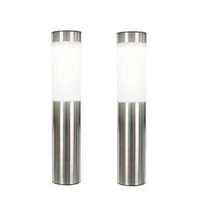 Techko Maid 2pk Stainless Steel Outdoor Solar Bollard Path Light