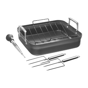 ZWILLING Motion Hard Anodized 16 x 14-inch Aluminum Nonstick Roaster Pan w/ Rack & Tools - 1 of 3