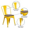 Emma and Oliver 4 Pack Metal Stackable Chair with Wood Seat - 4 of 4