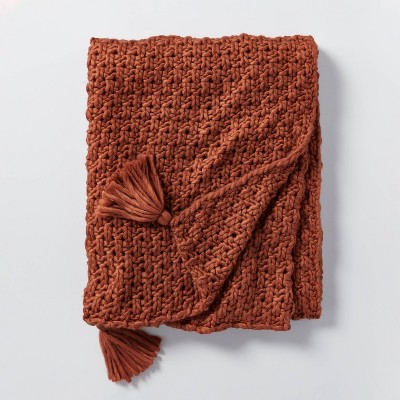 Chunky Knit Throw Blanket Rust - Threshold™ designed with Studio McGee