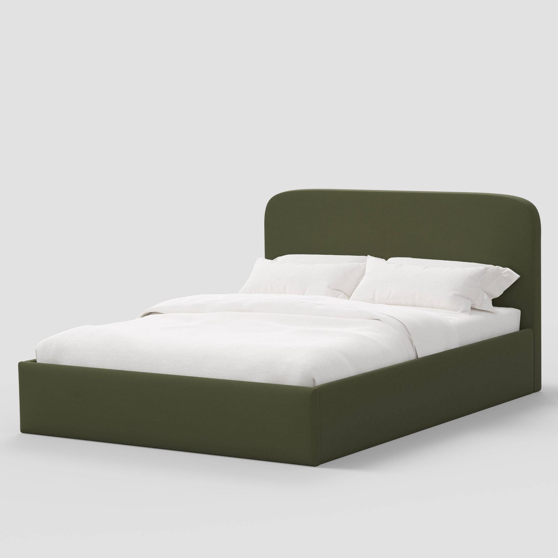 King Rounded Corner Low Platform Bed in Dry Velvet Olive - Threshold™