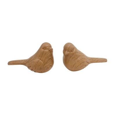 Transpac Resin Wood Finish Bird Set of 2 Home Decorations Spring
