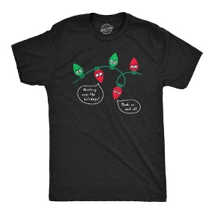 Mens Working Over The Holidays T Shirt Funny Xmas Tree Lights Joke Tee For Guys - Crazy Dog Men's T Shirt - 1 of 4