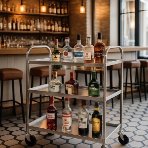 GustoWave 3-Tier Heavy Duty Utility Service Cart for Home Restaurants Bars, 29.5"x15.8"x32.7" - 1 of 4