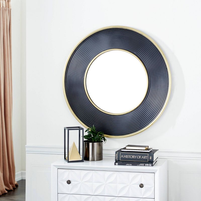 Metal Wall Mirror with Fluted Frame Black - CosmoLiving by Cosmopolitan, 3 of 19