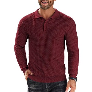 COOFANDY Men's Knit Polo Shirts Long Sleeve Sweater Polo Lightweight Fashion Casual Collared T Shirts - 1 of 4