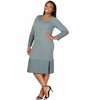 24seven Comfort Apparel Plus Size Ribbed Knit Long Sleeve Split Hem Sweater Dress - 2 of 3