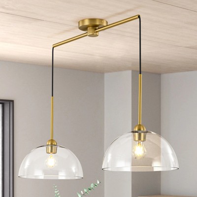 Rennnsan Mevrelle 36"W 2-Light Dome Linear Glass Modern Dimmable Kitchen Island Pendant in Gold