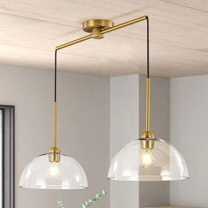 Rennnsan Mevrelle 36"W 2-Light Dome Linear Glass Modern Dimmable Kitchen Island Pendant in Gold - 1 of 4