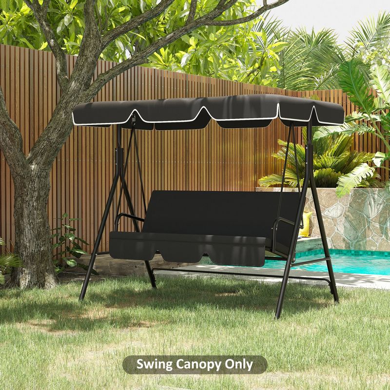Outsunny 2 Seater Swing Canopy Replacement with Tubular Framework, UV50+ Outdoor Swing Seat Top Cover, 3 of 7