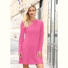2025 Women's Long Sleeve Sweater Dress for Fall, Crew Neck Knit Midi Dress Hot Pink - 2 of 4