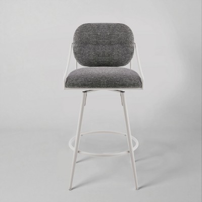 Art Leon Comfortable Fabric Mid-century Modern Swivel Barstool with Wood Back and Metal Frame