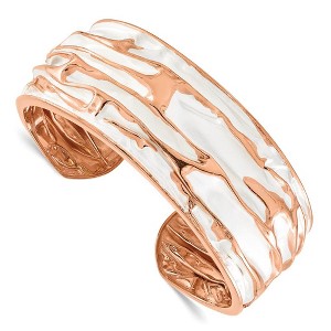 Black Bow Jewelry 26mm Rose Gold Tone Plated Sterling Silver Domed Crinkle Cuff Bracelet - 1 of 4