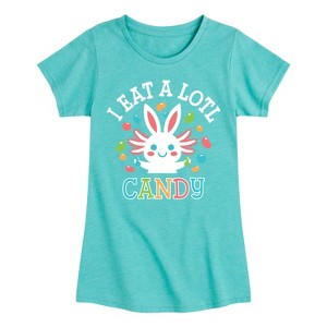 Girls' - Instant Message - I Eat Alotl Candy Fitted Short Sleeve Graphic T-Shirt - 1 of 4