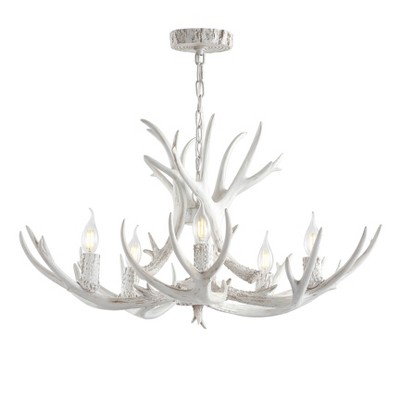 30" LED Adjustable Resin Antler Chandelier White - Jonathan Y