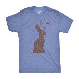 Mens Bite Me Chocolate Holiday Bunny T Shirt Funny Sassy Candy Hilarious Tee - Crazy Dog Men's T Shirt - 1 of 4