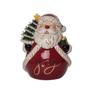 Transpac Ceramic 10.25 in. Multicolored Christmas Vintage Santa Cookie Jar - 1 of 4