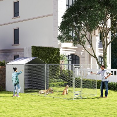 Large Outdoor Dog Kennel with Weather Resistant Cover