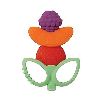 CityFurn Textured Silicone Teether -Sensory Exploration and Teething Relief with Easy to Hold Handles, Multicolor Fruit Kabob