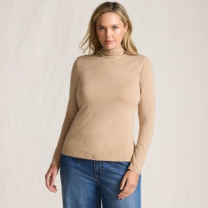 Lands' End Women's Lightweight Jersey Skimming Long Sleeve Turtleneck - 1 of 4